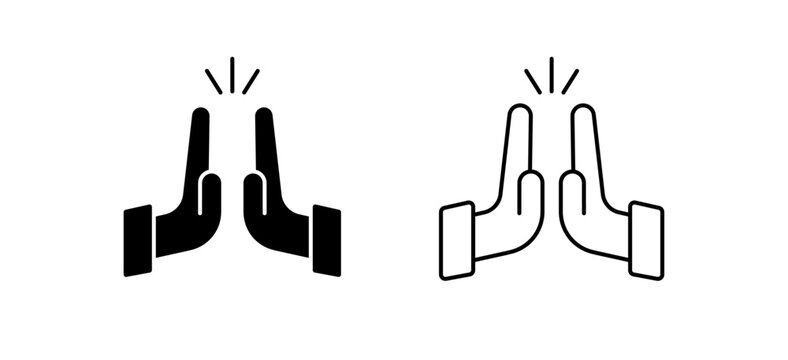 High Five Gesture Vector Set, Two Hands Clapping Celebration Greeting Icon Collection