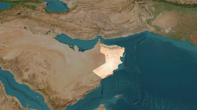  Zooming From World Map To OMAN, High Tech Colorful Map Animation