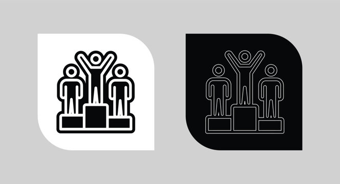 Victory podium icon with winners showing success and achievement in black and white vector illustration competition achievement