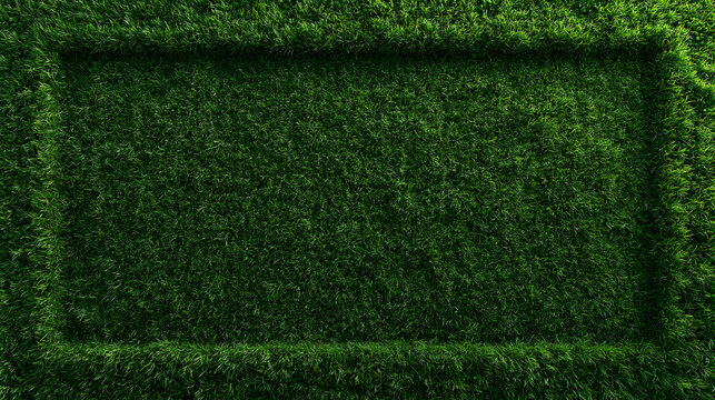 Green grass background with a square frame for text. Perfect for nature and ecology concepts.