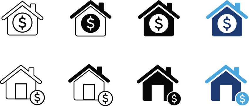 Home value icon. House price symbol. Simple pictogram for property cost, housing finance, mortgage payment, real estate investment and residential sale for UI & UX, PNG.