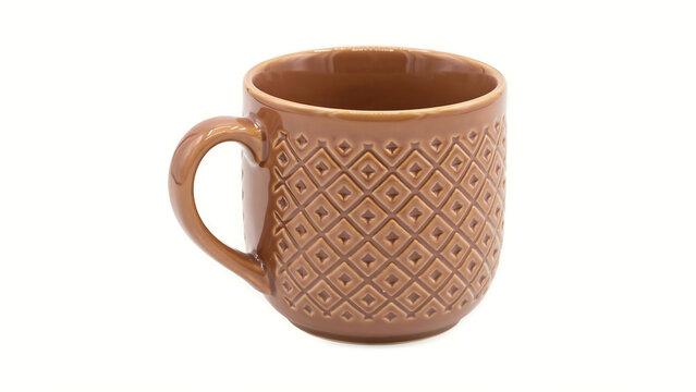 Ceramic tea mug with textured geometric pattern drinkware textured geometric kitchenware beverage tableware minimalist isolated background