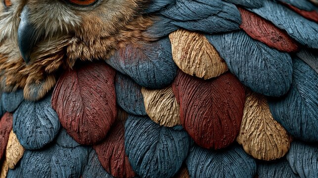Artistic Owl Feathers with Textured Colors