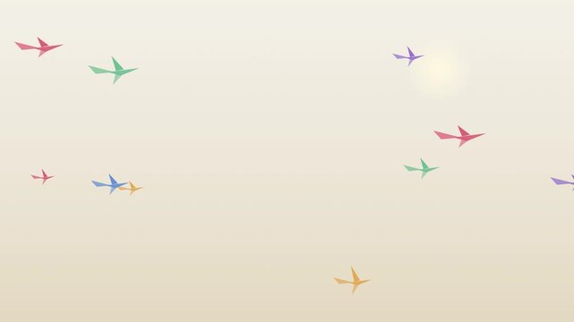 Colorful Origami Paper Cranes Flying &mdash; Creative Craft Seamless Loop