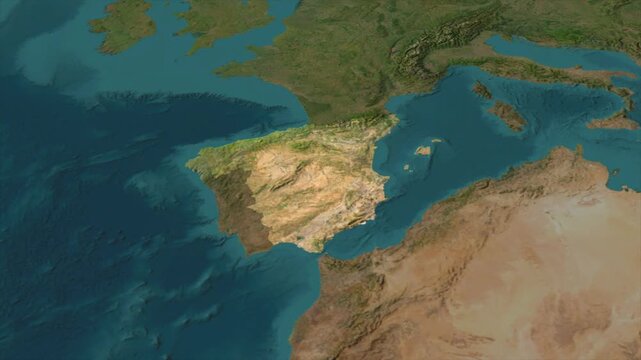  Zooming From World Map To SPAIN, High Tech Colorful Map Animation
