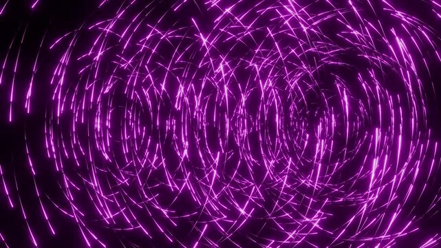 Elegant seamless loop animation of pink rose gold light lines forming an organic tunnel with parallax effect, infinite zoom fashion backdrop with camera panning 3d render