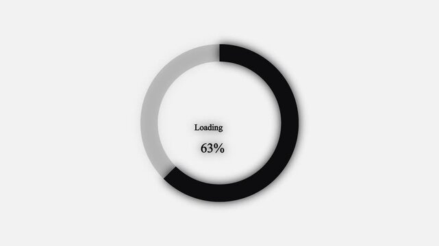 Science Loading white Circle Ring on black  white background., Loading Logo, simple logo 100 in the loading ring. Loading Transfer Download Animation from zero to one hundred percent. 