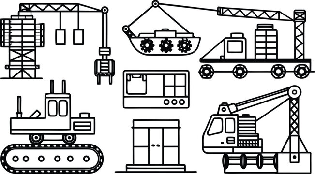 Construction equipment, cranes, and industrial machinery line vehicle