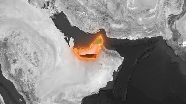 Animated map of oman highlighting middle east geography
