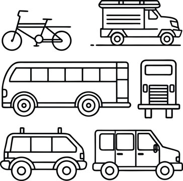 Urban vehicle set, bicycle, truck, bus, and car line transport