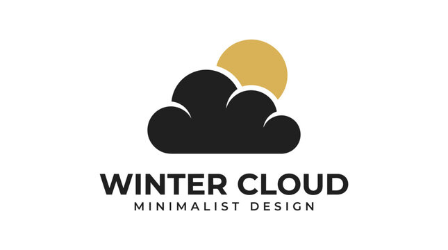 Minimalist winter cloud logo icon with sun.