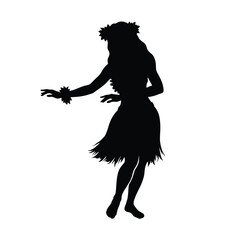 Hawaiian Hula Dancer Silhouette Vector Polynesian Cultural Tropical Dance Illustration © Graphic
