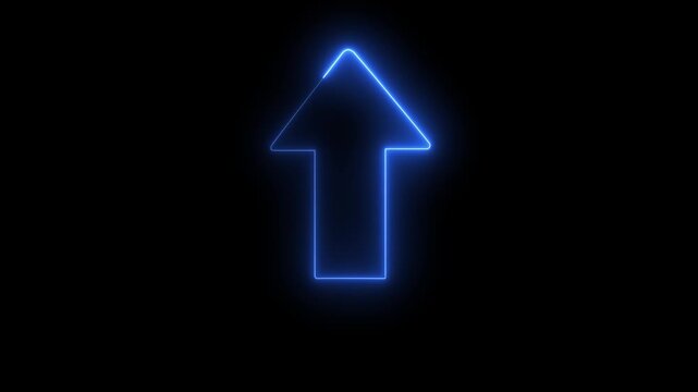Glowing neon line arrow with glowing neon animation on neon arrow icon animation background.