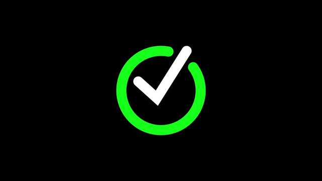 check mark icon animation, box icon sign animation, Check mark sign icon animation on black background, check mark ck video footage.