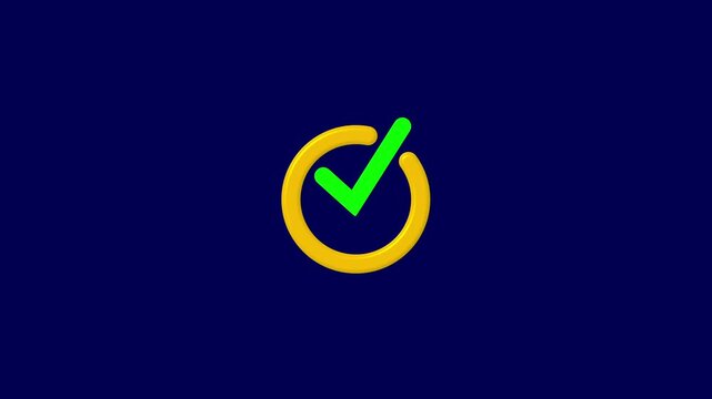 check mark icon animation, box icon sign animation ,Check mark sign icon animation on black background, check mark ck video footage.