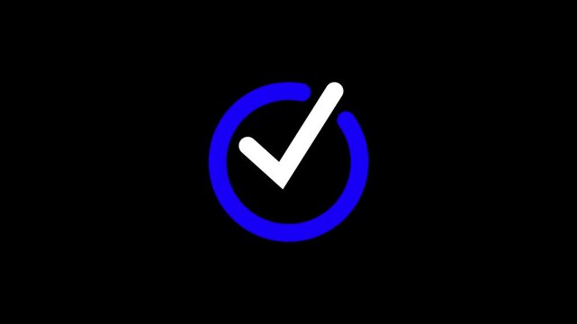 check mark icon animation, box icon sign animation ,Check mark sign icon animation on black background, check mark bk video footage.