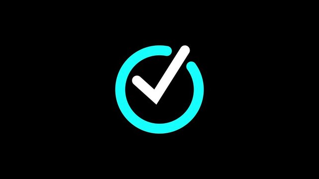 check mark icon animation, box icon sign animation ,Check mark sign icon animation on black background, check mark wk video footage.