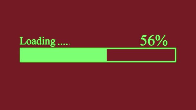 Loading. emerald color loading l bar process animation. 0 to 100 % loading bar. animation 4k video on dark ruby red background	