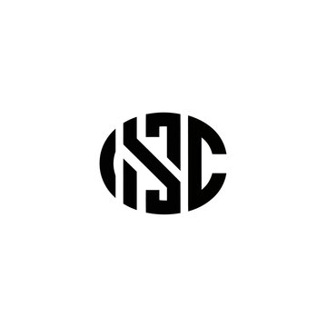 Monogram ISC, Typography, Logo Design, Oval Shape, Black and White