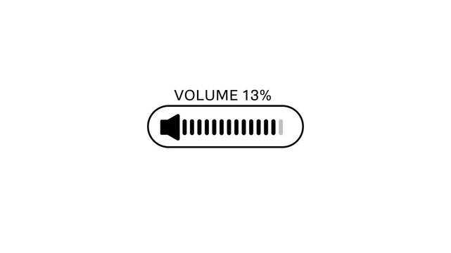 Minimalist digital volume slider ui animation on white background, interface