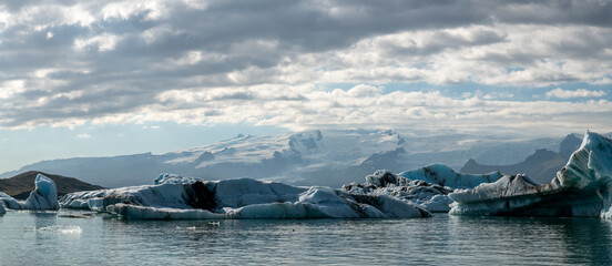 Icebergs drifting in a vast glacier lagoon © Michal