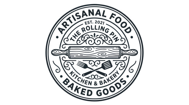 Vintage style artisanal food and bakery logo design.