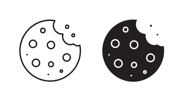 Minimal Cookie Line Icon &ndash; Sweet Biscuit Dessert Vector