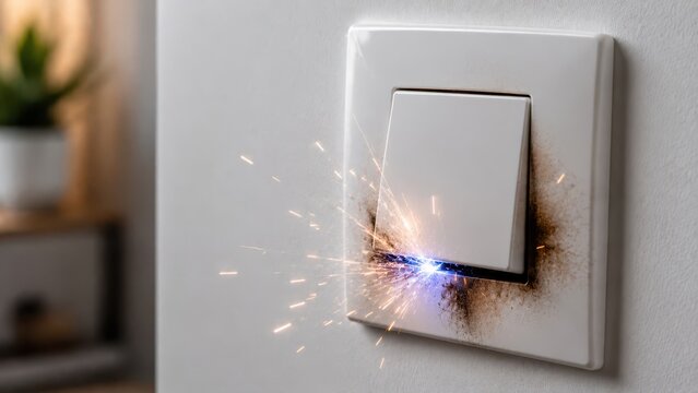 Sparking Electrical Light Switch with Short Circuit and Fire Hazard Concept
