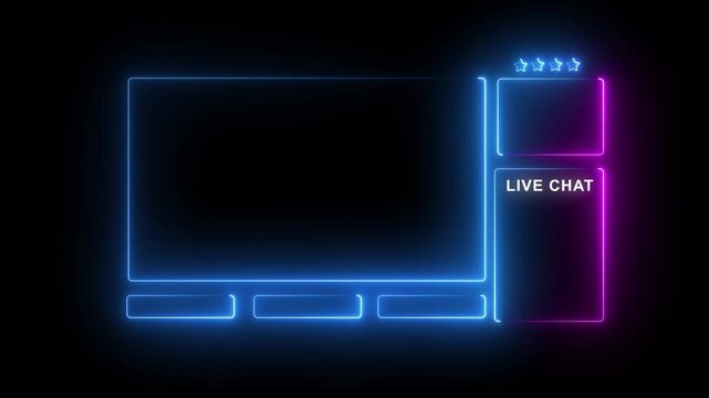 Intermission Stream Overlay Animated, Neon Sign looping and chat for live streaming.Live chat Intermission Stream Overlay Animation Live streaming Frame