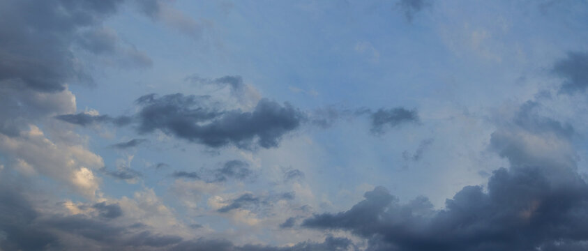 Panoramic overcast sky with dark storm clouds before a storm