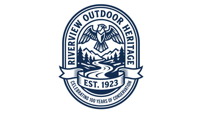 Vintage style logo design for Riverview Outdoor Heritage established in 1923.