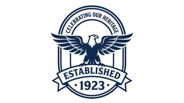 Vintage style eagle emblem logo celebrating our heritage established 1923.