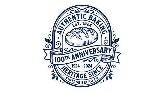 Vintage style logo for 100th anniversary of authentic bread baking.
