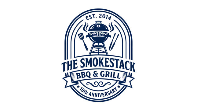 Vintage style logo for The Smokestack BBQ and Grill restaurant.