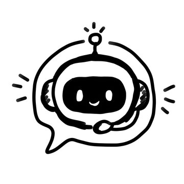 Hand drawn doodle AI chatbot assistant icon