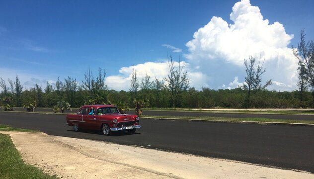 The 28th of July 2021 Varadero Cuba retro car automobile on the road 