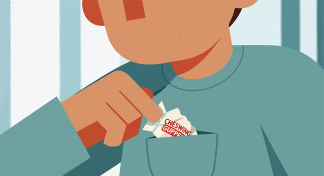 Person putting wrapper into pocket