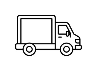 Fototapeta premium delivery truck vector line icon, cargo transport vehicle outline symbol on transparent background