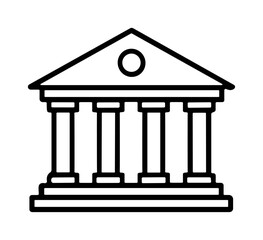 Obraz premium bank building vector line icon, court and legal pillar architectural symbol isolated on transparent background
