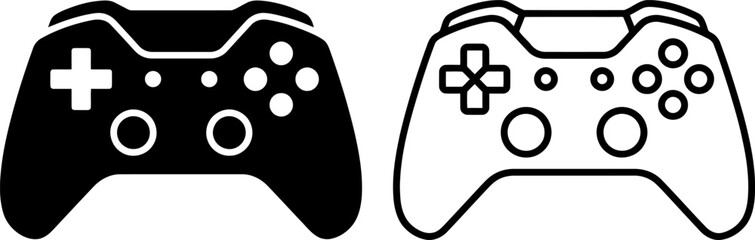 Gamepad controller icon set, solid and outline style © Collect Silhouettes