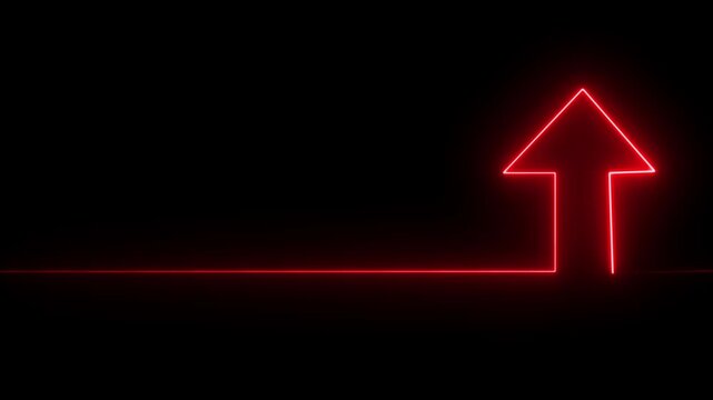 Abstract Glowing neon line icon and up arrow animation. growth up concept, Money, profit, investment, growth business up arrow animation bk video