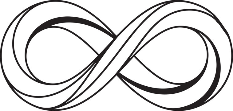 A black and white hand drawn sketch of the infinity symbol representing eternity and endless possibilities