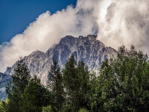 Gerlach Peak Highest Mountain in High Tatras Under Dramatic Clouds