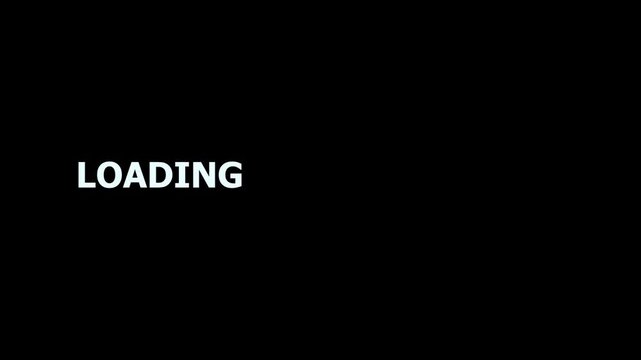 Loading, text message popping up animation, dot slow white background black loading bar, network animation