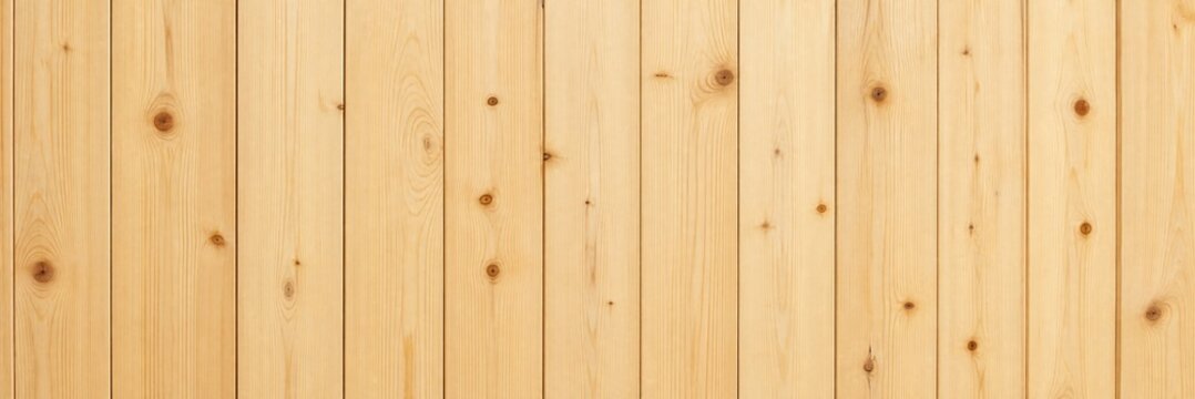 Natural light wood texture background with vertical pine planks, rustic wooden board surface with organic knots and grain, clean timber paneling for interior design and product backdrop