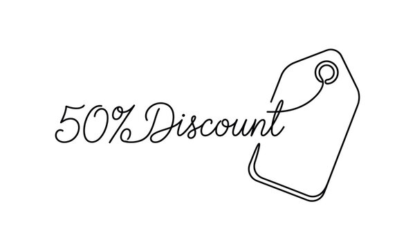 Independence Day (India) 2026 one line art editable design Hand-drawn fifty percent discount tag attached to smartphone illustration isolated on transparent background, Vector