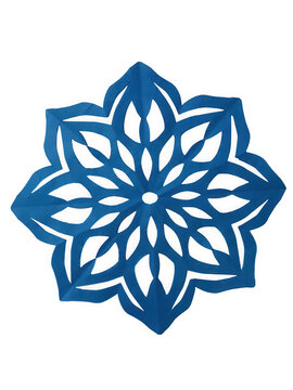 Blue geometric floral mandala design with intricate patterns