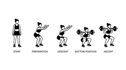 Fototapeta premium Barbell Squat Exercise Technique for Fitness Training