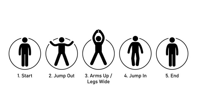 Jumping Jacks Exercise Steps Fitness Instructional Guide