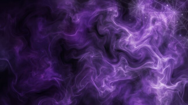 Abstract purple smoke background with spooky spider webs
